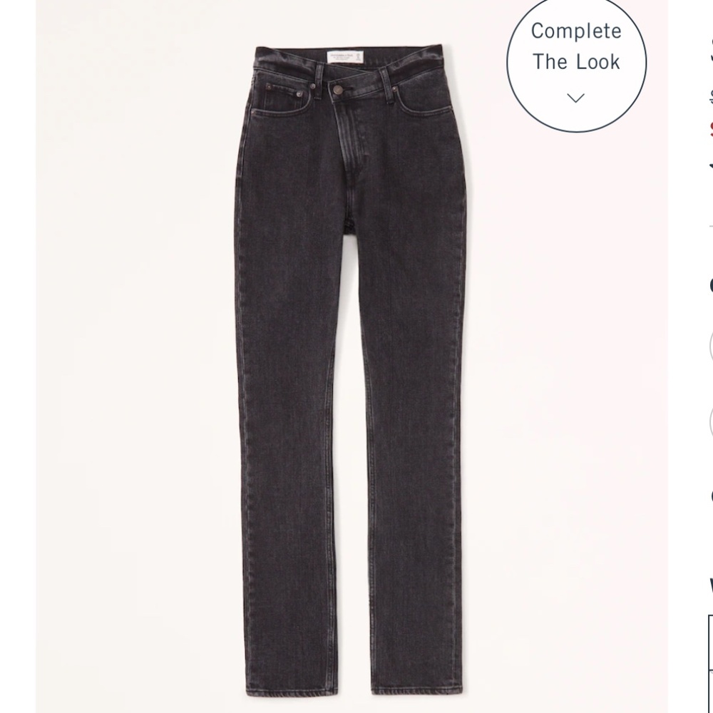 Abercrombie Ultra High Rise 90s Slim Straight Jean, Black, NWOT, Size 28